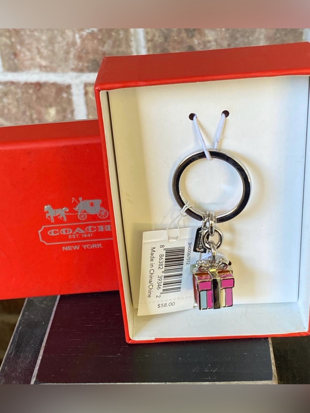 Coach Legacy Stripe Present Key Fob Keyring